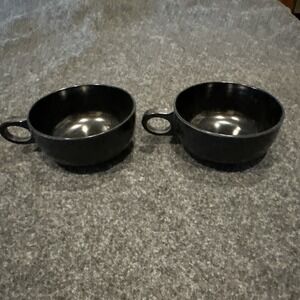 Prolon‎ Florence Black 7805 Teacups Coffee Cups Made USA Melamine Retro Vintage